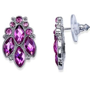 Gorgeous birthstone 1928 silver tone purple fashion cluster post earrings